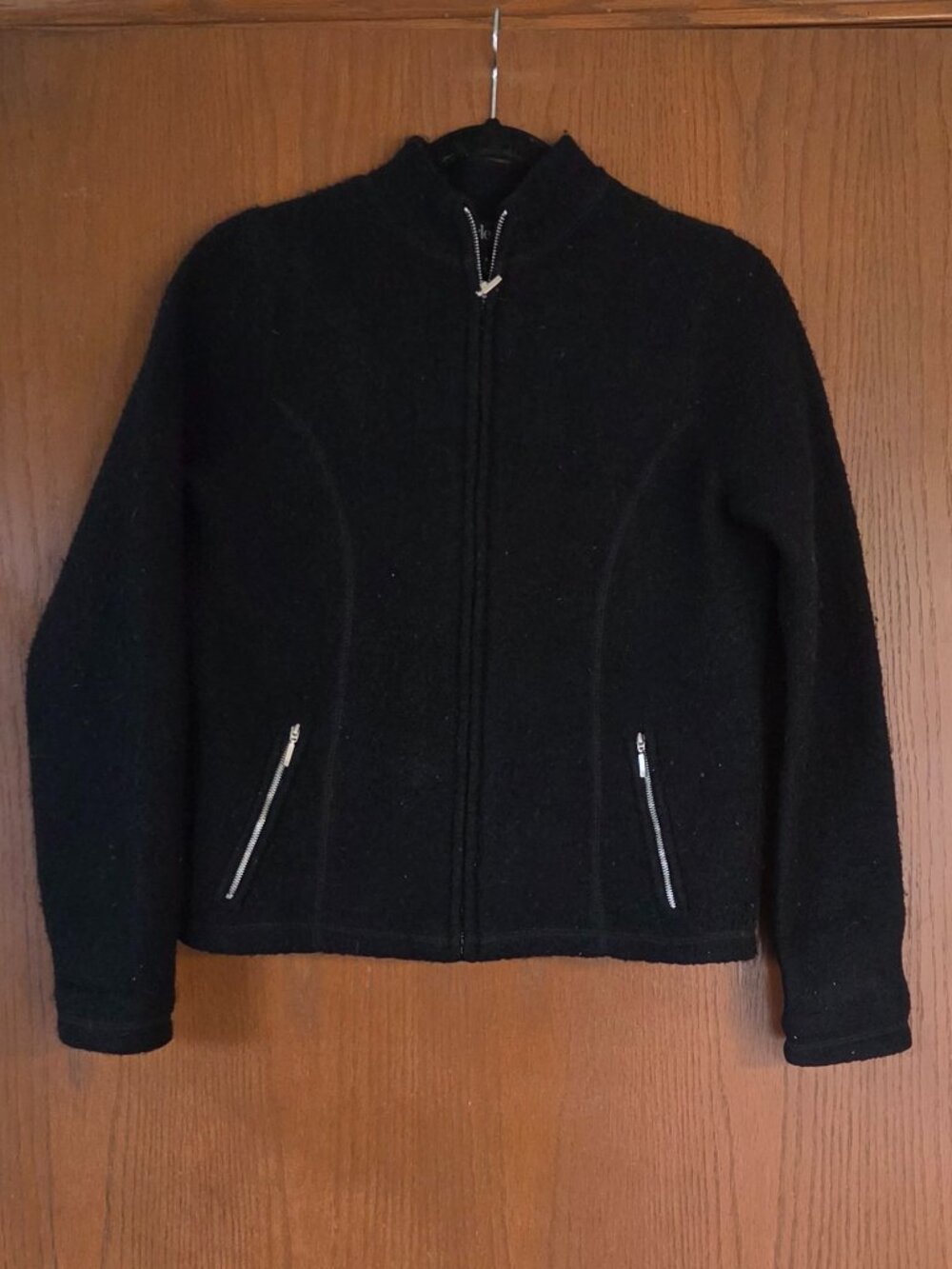 Style&co. Petite- Black Boiled Wool jacket with silver zippers- Size Petite